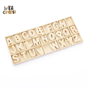 2022 beliebte DIY Alphabet Blöcke mit Ablage fach unbemalte Buchstaben Handwerk Set Vorschule Holz Buchstaben Box