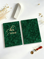 Livre de Vœux de Mariage en Velours Vert Émeraude Personnalisé avec Lettrage Doré, Pochettes d'Angle, Insert Floral en Papier, Livret de Vœux de Mariage pour Lui et Elle