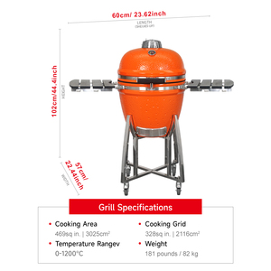 SEB KAMADO 21 pulgadas grande negro cerámica Kamado 21 26 pulgadas huevo <span class=keywords><strong>Asador</strong></span> <span class=keywords><strong>De</strong></span> carbono barbacoa parrilla al aire libre acero Metal carbón barbacoa hogar - Product Image 2