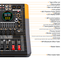 Console de mixage audio professionnelle 4/6/8 canaux avec amplificateur intégré de 600 watts pour scène/KTV/église