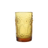 Verre décoratif en verre coloré à motif paon en relief, verre droit et gobelet à pied pour la table, idéal pour les banquets et les fêtes