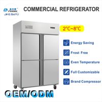 Refrigerador Comercial Vertical de Acero Inoxidable con Enfriamiento por Aire y Tecnología No Frost para Cocina de Restaurante