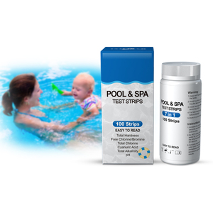 Échantillon gratuit Facile à lire Facile à utiliser Bandelettes de test 7-en-1 pour piscine/spa/bain à remous Kit de test de la qualité de l'eau de piscine - Product Image 1