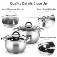 Ensemble de casseroles de haute qualité, écologiques, de style américain, en acier inoxydable, 6 pièces, fond capsule, compatible induction