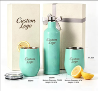 Coffret Cadeau Bouteille Isotherme Double Paroi 500ml avec 2 Tasses à Œufs, Gobelet Isotherme en Acier Inoxydable 304, Isolation Thermique 6-12 Heures
