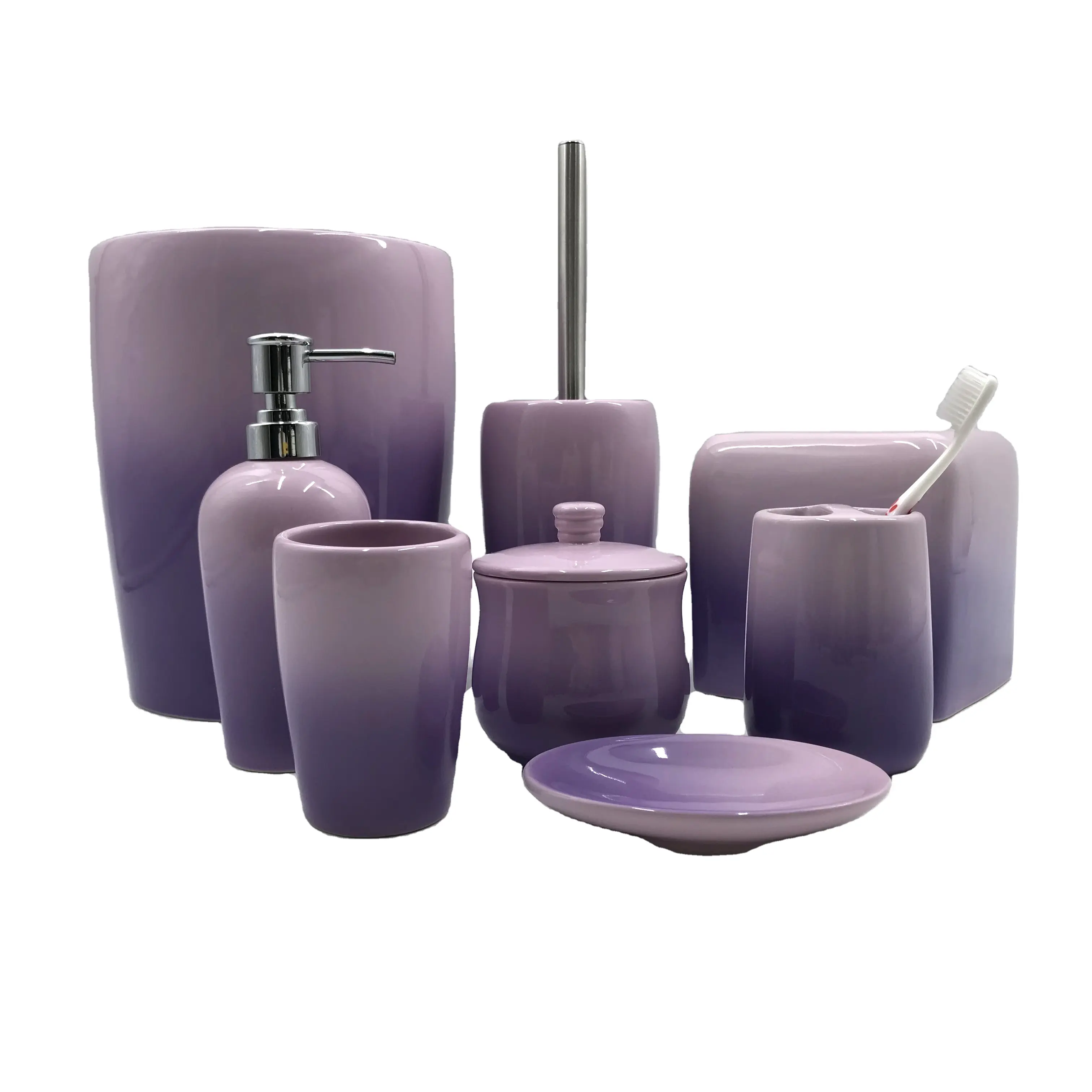 Глянцевые градиентные цвета фиолетовые керамические наборы аксессуаров для ванной комнаты
