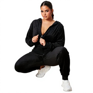 Combinaison longue noire à capuche pour femme, taille haute, coupe ample, en Spandex et Polyester respirant, style streetwear décontracté - Product Image 1