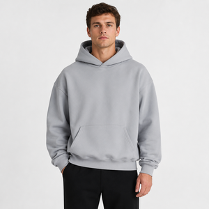Men Oversized Drop Shoulder <b>Hoodie</b> Blank Plain Kangaroo Pocket Sweatshirt Custom Logo OEM ODM Casual Pullover Hooded Top - Product Image 1