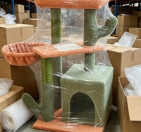 Arbre à chat multi-niveaux en forme de cactus avec hamac et poteaux à gratter pour usage intérieur multi-chats toute saison