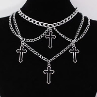 European American <strong>Best</strong>-<strong>Selling</strong> Gold Plated Zinc Alloy Cross <strong>Necklace</strong> Multi-Element Trendy <strong>Gothic</strong> Pendant Collarbone Link Chain