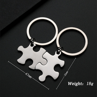 Porte-clés en acier inoxydable Ywyougang en forme de pièce de puzzle, vintage, dessin animé, personnalisable, ensemble de porte-clés assortis pour les meilleurs amis
