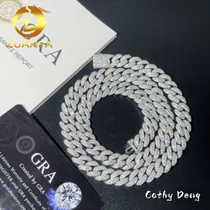 New 10mm Classic Moissanite Cuban Chain Instock Iced Out Hip Hop Jewelry 92.5% Silver Pass Diamond Test Miami Cuban Chain