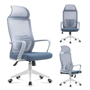 Kursi kantor putar ergonomis, penyangga pinggang punggung tinggi Modern