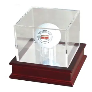 Houten Golfbal Display Box Stand Case Met Acryl Cover