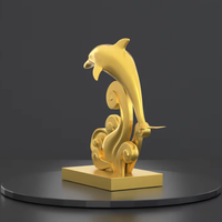 Statue de dauphin en métal plaqué or personnalisée trophée de bureau thème animal et technique de coulée d'ornement