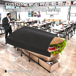 Sacs d'emballage pour la restauration rapide biodégradables avec logo personnalisé, impression offset, sacs à emporter en kraft, doublés de papier aluminium, résistants à l'huile, sacs pour hamburgers - Product Image 2