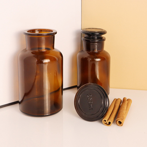 Bocaux d'apothicaire en verre ambré et violet foncé 250 ml, flacons de laboratoire en verre avec couvercles - Product Image 5
