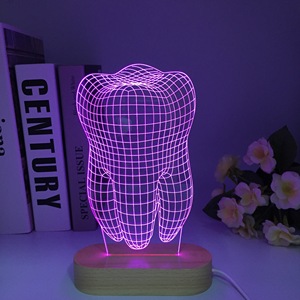 โคมไฟ LED ไม้รูปฟัน3D สีสันสดใสงานศิลปะสำหรับคลินิกทันตกรรมที่สร้างสรรค์สำหรับห้องนอนแสงไล่ระดับสีสำหรับคืนทันตกรรม - Product Image 4