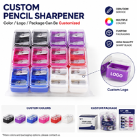 Taille-crayon en plastique transparent en gros avec lame affûtée pour fournitures scolaires et de bureau, lot en vrac