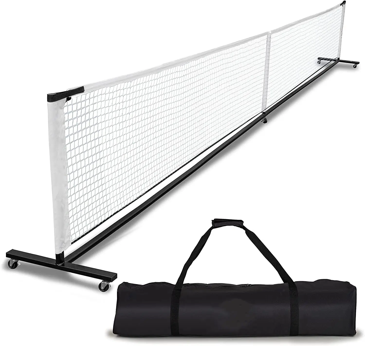 Ruota universale, struttura mobile in metallo stabile con rete in Nylon resistente e borsa per il trasporto, rete portatile per Pickleball, Tennis, Badminton
