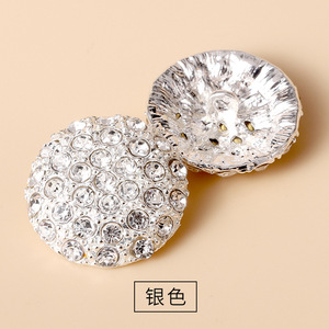 Nút kim loại hợp kim kẽm mạ zircon, nút cài cườm pha lê, có chân, kích thước lớn 38mm, dùng cho quần áo - Product Image 3