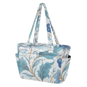 Floral Print Washable Handbag Large Capacity Reusable Tote Bag Polyester Beach Travel Shop Daily Use - Product Image 2