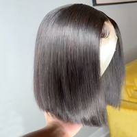 Approvisionnement en Gros Perruque Courte Bob Vietnamienne Coupe Droite Originale Perruque Sans Colle Dentelle HD Double Tressée Lisse Os