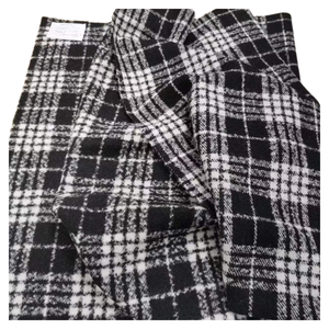Woolen Fabrics New Wool Acrylic <strong>Boucle</strong> Check Fabrics for Ladies and Girls Coats <strong>Jackets</strong> Fashionable <strong>White</strong> Winter Collection - Product Image 1