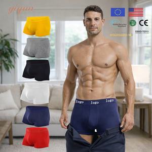 YiQun Heren Ondergoed met Aangepast Logo, Calzoncillos en <span class=keywords><strong>Boxers</strong></span>, Korte Stijl, Ademend Katoenen Ondergoed voor Heren - Product Image 1
