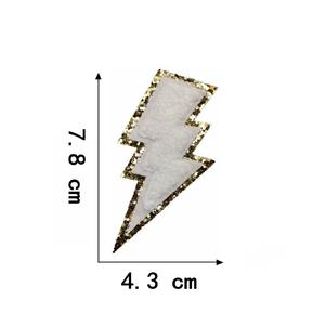 Vendita calda colori oro glitter colori fulmini bulloni ciniglia bastone da stiro su toppe per borsa asciugamano - Product Image 3