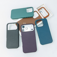 Casing Ponsel Kulit Sapi Full Grain Terlaris, Casing Belakang Ponsel Kulit Asli, Casing Ponsel Magnetik untuk iPhone 17 Pro Max