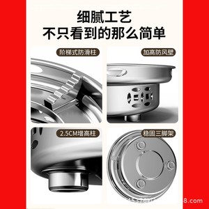 Estufa de alcohol a prueba de viento de acero inoxidable Yongkang de 2.1L-4L, sartén sin humo para olla caliente, camping y uso al aire libre - Product Image 4