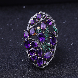 Anillo de Plata 925 con Cristales y Piedras Preciosas, Estilo Vintage, Elegante, para Mujer, Directo de Fábrica, Disponible en Stock - Product Image 1