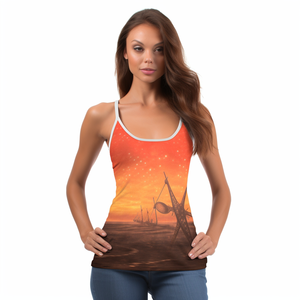 Top <span class=keywords><strong>Canotta</strong></span> <span class=keywords><strong>Bianca</strong></span> da Donna di Alta Qualità, Personalizzabile in Vari Colori, Stampa a Sublimazione, Design in Poliestere Spandex ad Asciugatura Rapida con Spalline Sottili - Product Image 2