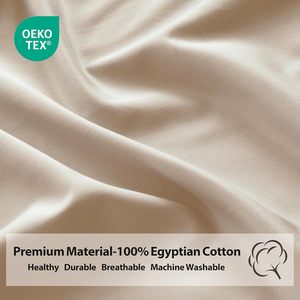 Tamaño Queen 100% algodón egipcio 600 hilos Sábana de colchón Premium <span class=keywords><strong>Beige</strong></span> 16 \ "Bolsillo profundo 1 Sábana inferior Sábanas planas ajustables - Product Image 4
