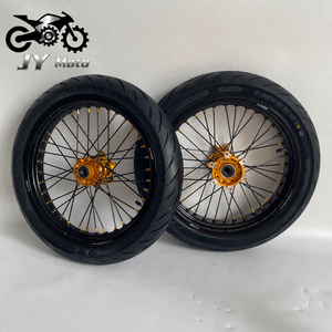 17 inch gouden CNC naaf supermoto wielset met straatband voor Talaria Komodo elektrische crossmotor complete velg vervangingskit - Product Image 1