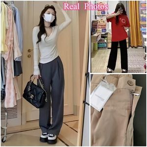 <span class=keywords><strong>Pantaloni</strong></span> Casual a Vita Alta e Gamba Larga per Donna, Primavera-Autunno, con Bottone Singolo, Eleganti per Ufficio - Product Image 6