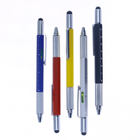 Eacajess – Stylo multifonction 6-en-1 : règle, niveau, écran tactile, encre UV et stylo bille en métal léger, encre multicolore, tournevis