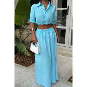 Conjuntos de Mujer Turquoise Neonda, Atuendo Elegante de Equipo con un Único Color Turquesa - Product Image 5