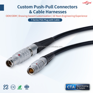 Connecteur circulaire plaqué or 2-16 broches à verrouillage Push-Pull IP68, série T, TGG, prise mâle à extrémité unique, vente directe usine - Product Image 1