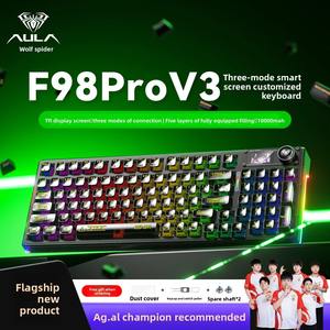 Teclado Mecánico AULA F98Pro <span class=keywords><strong>V3</strong></span> PBT de Tamaño Completo, Pantalla TFT, Luz RGB, Perilla, Intercambiable en Caliente, Personalizable, Inalámbrico, Tri-Modo, para Juegos de PC y Deportes Electrónicos - Product Image 6
