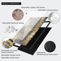 Wohnkultur Artikel für Wohnzimmer UV-Druck Gold lamische Kalligraphie Kristall Porzellan Malerei Glas Wand kunst Rahmen Malerei