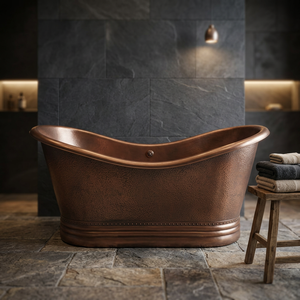 Baignoire ovale autoportante en cuivre de luxe moderne - Artisanat indien - Product Image 1