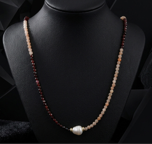 Collares de Perlas de Agua Dulce con Cuentas de Piedra Natural Facetada de Dos Tonos para Mujer al por Mayor - Opción de Regalo Personalizable para Pequeñas Empresas - Product Image 5