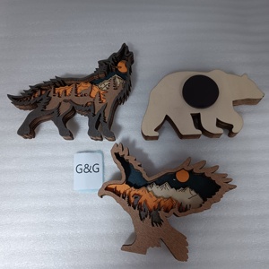 Fabbrica fatta a mano in legno personalizzato ornamento di natale ciondolo animale foresta di montagna città Design magneti personalizzati <span class=keywords><strong>per</strong></span> frigo - Product Image 1