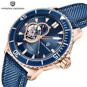 Reloj Mecánico Automático Berjani para Hombre, Esqueleto, Resistente al Agua 200m, Acero Inoxidable, Esfera Azul, PD-1674 - Product Image 1