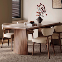 Table à manger en pierre style crème, design moderne et minimaliste, pour salon, haut de gamme, couleur noyer, résistante aux hautes températures
