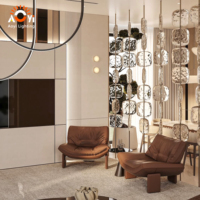 Cloison en verre texturé sur mesure, séparateur de pièce moderne avec luminaire suspendu pour hall d'hôtel, complexe hôtelier, villa de luxe