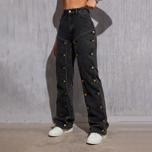 กางเกงยีนส์แฟชั่นผู้หญิงทรงตรงเอวกลางแบบถอดกระดุมได้ รุ่นใหม่ประจำฤดูร้อน - Product Image 2