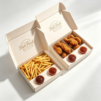 Boîte en carton pour frites avec compartiment à sauce, personnalisable, pour poulet frit, fast-food et hamburgers